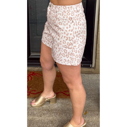 Leopard Denim Shorts