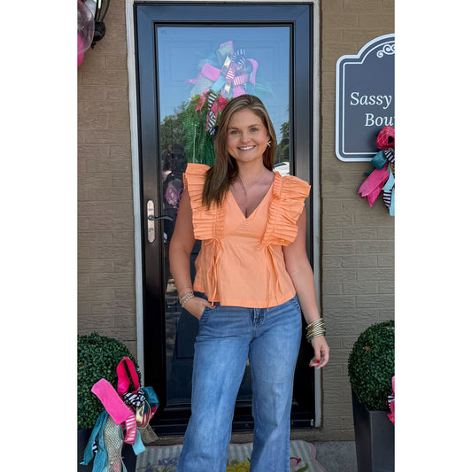Ruffle Detail Top, Apricot