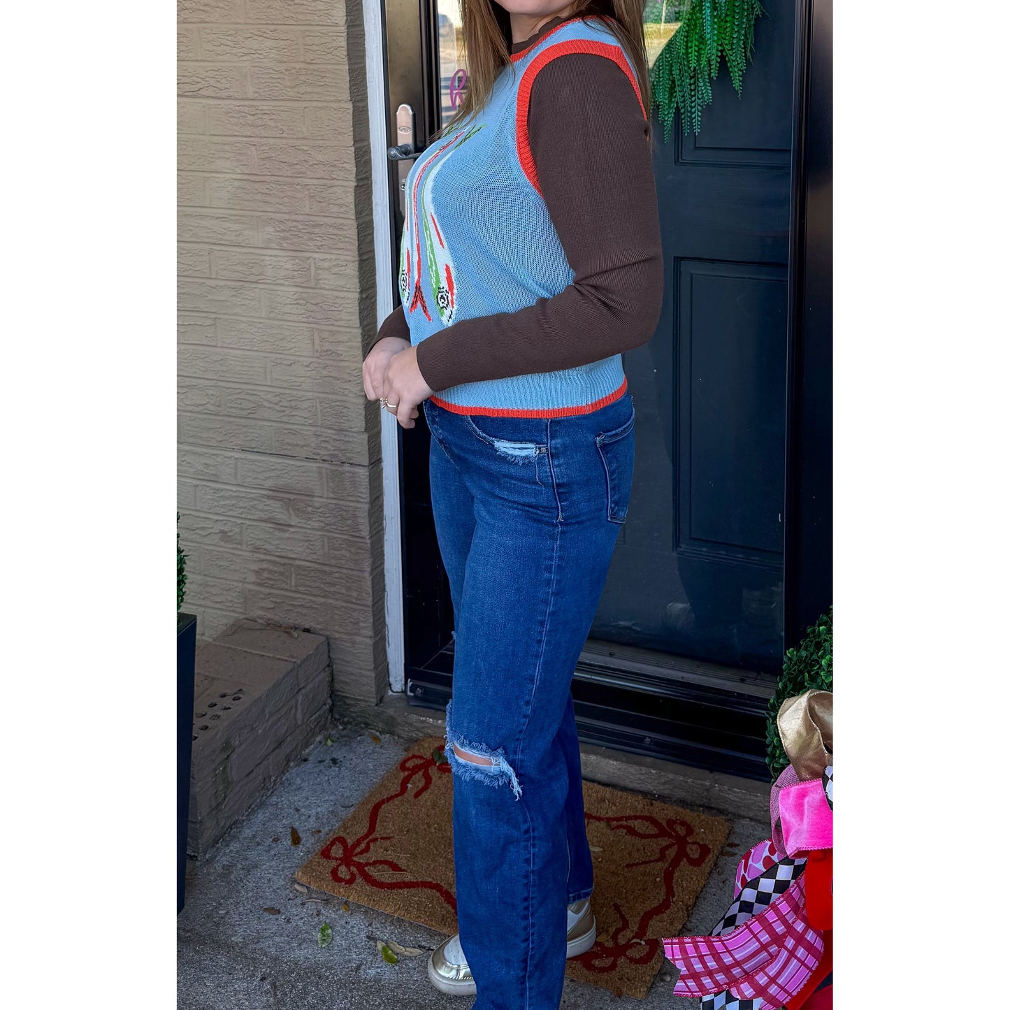 Fish Graphic Sweater Vest, Multi