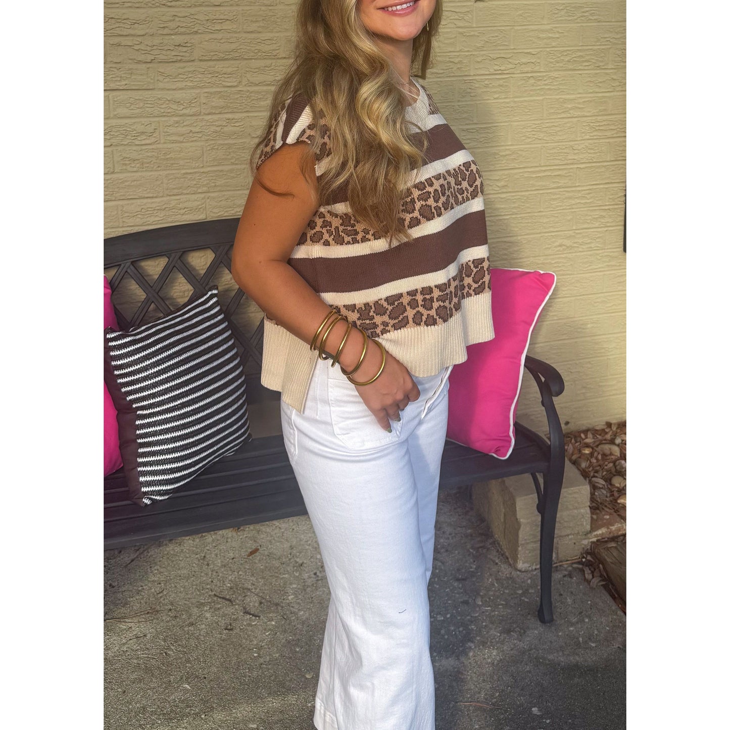 Kennedy Cheetah Top, Taupe Multi