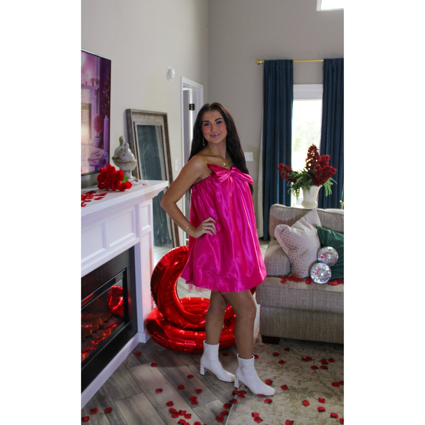 Put A Bow Mini Dress, Hot Pink