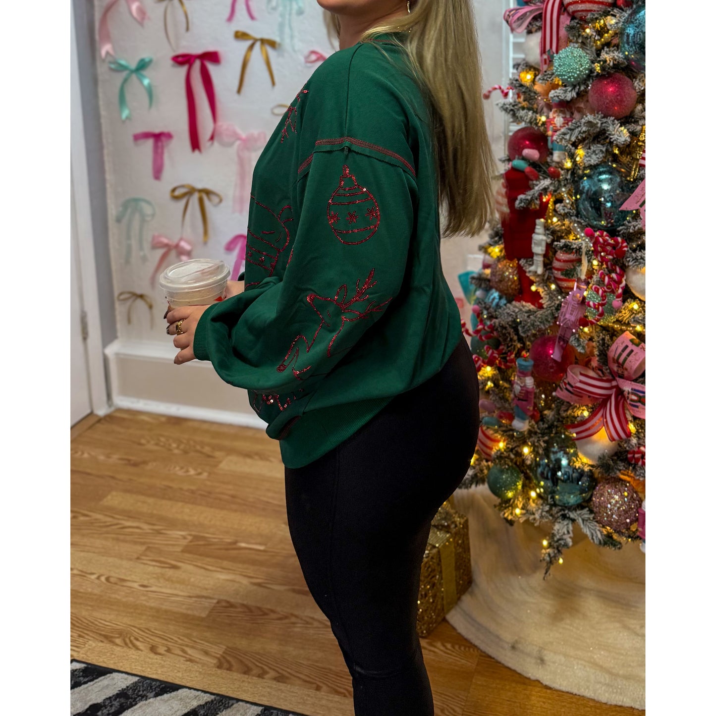 Green Top w/ Sequin Detail