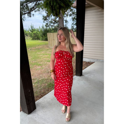 Polka Dot Detail Midi Dress