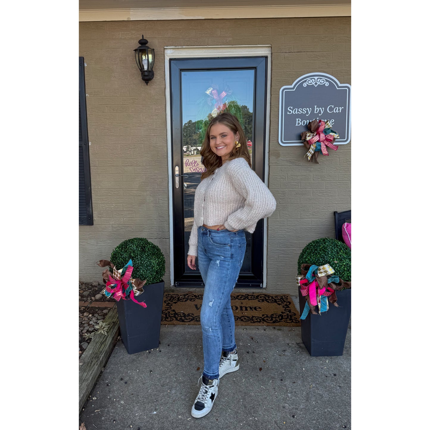 Fuzzy Cardigan, Taupe