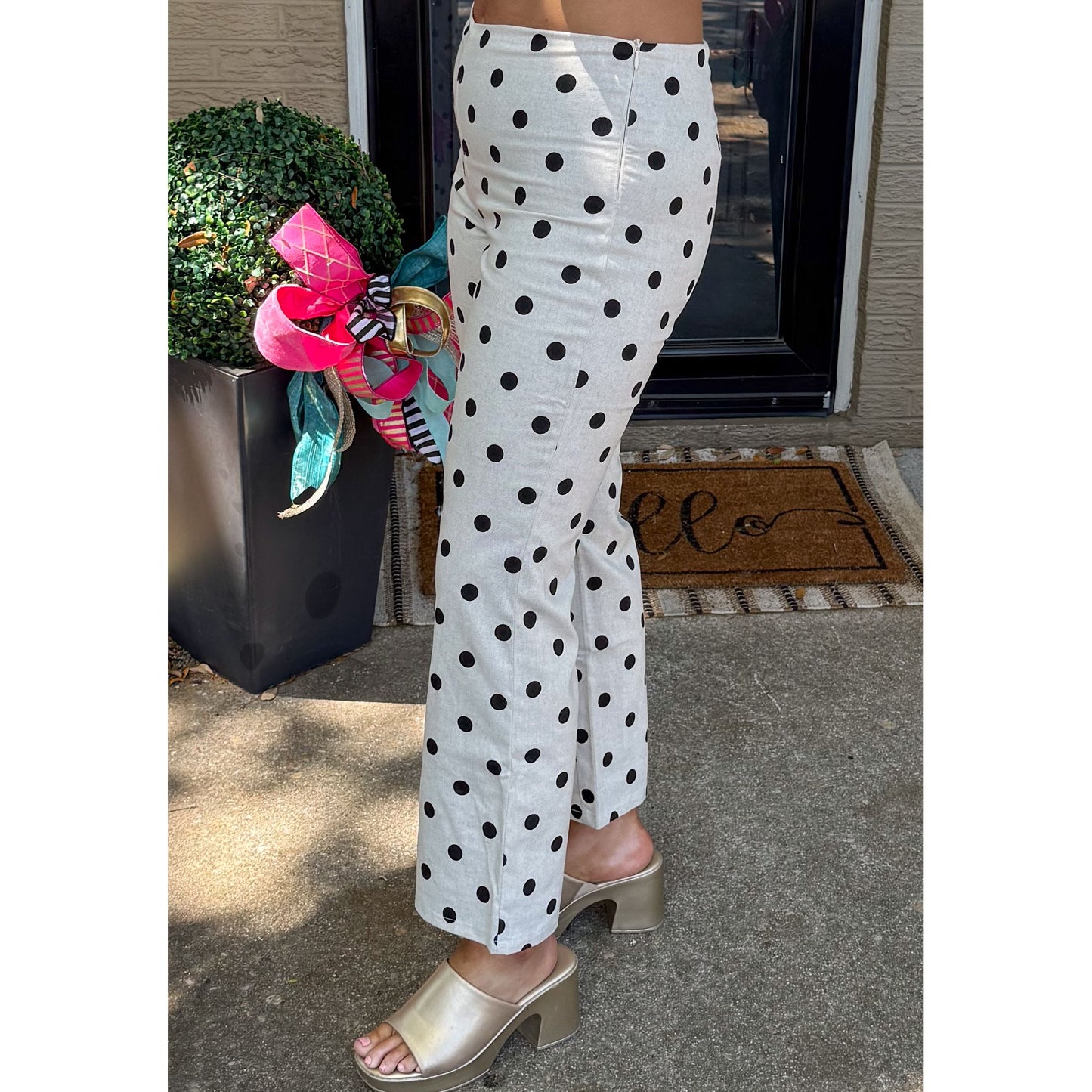 Alex Polka Dot Pants, Cream/Black
