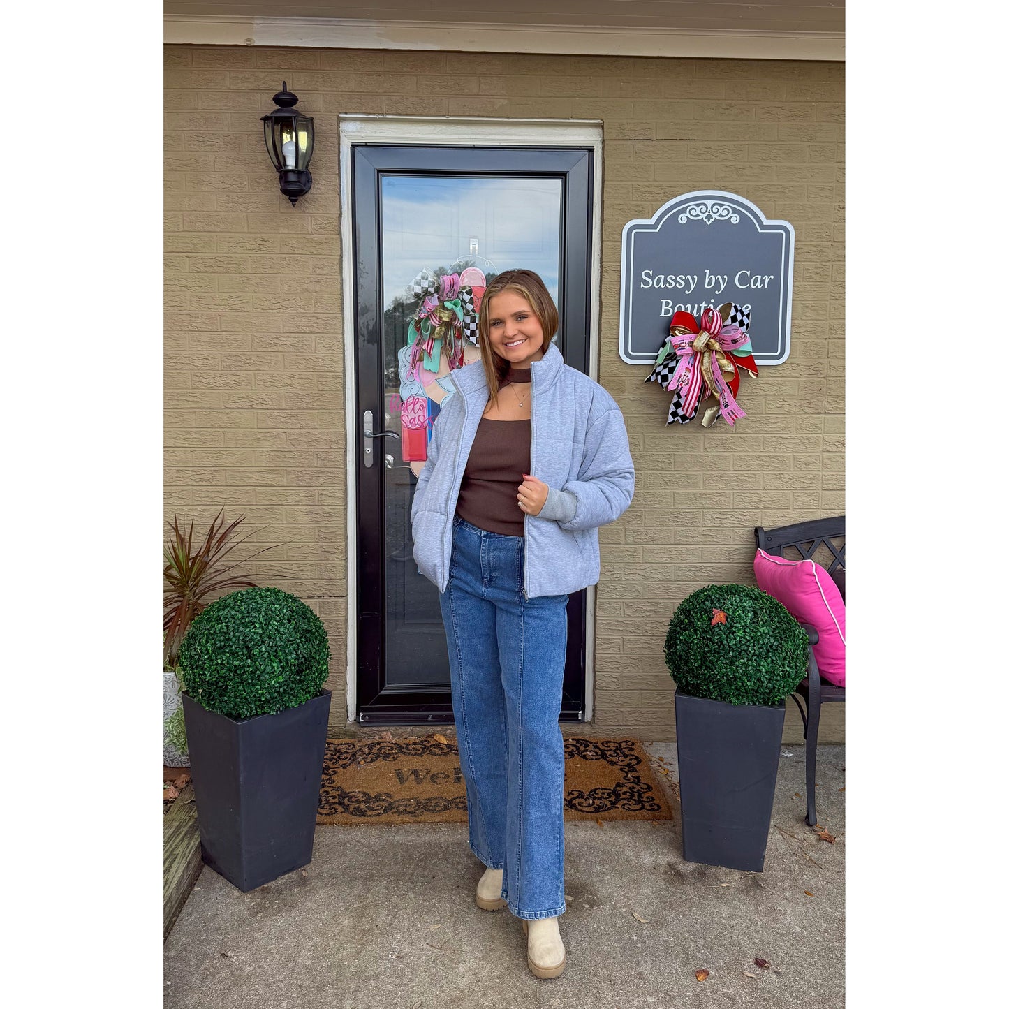 Heather Gray Puffer Jacket