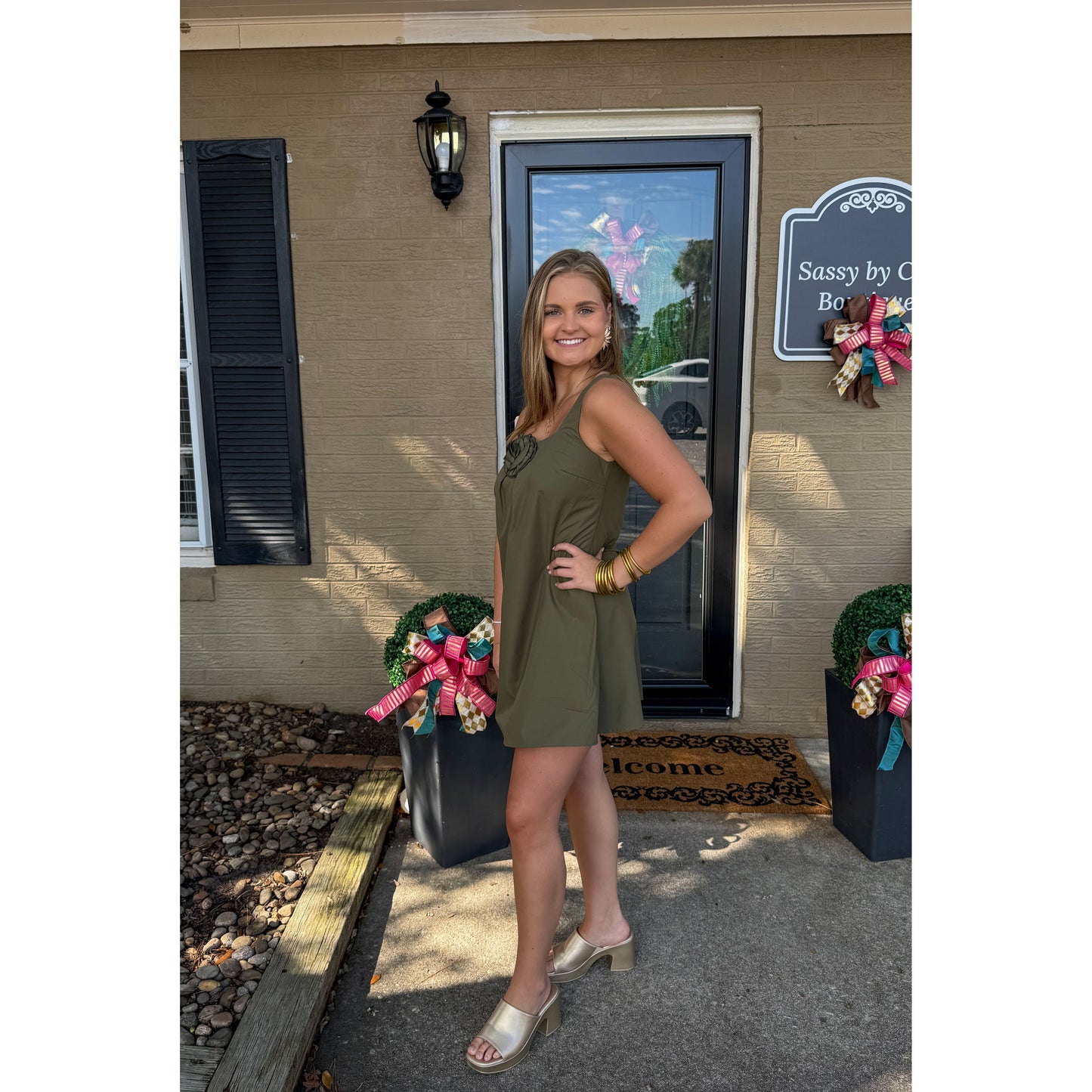 Olive Mini Dress, Green