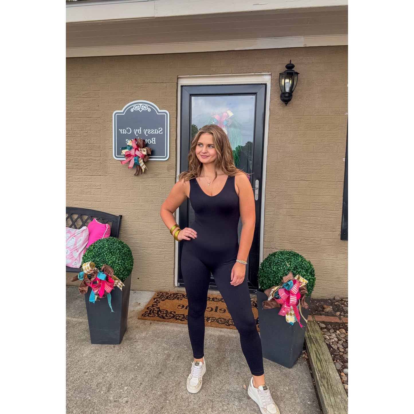 Reversible V-Neck Jumpsuit, Black