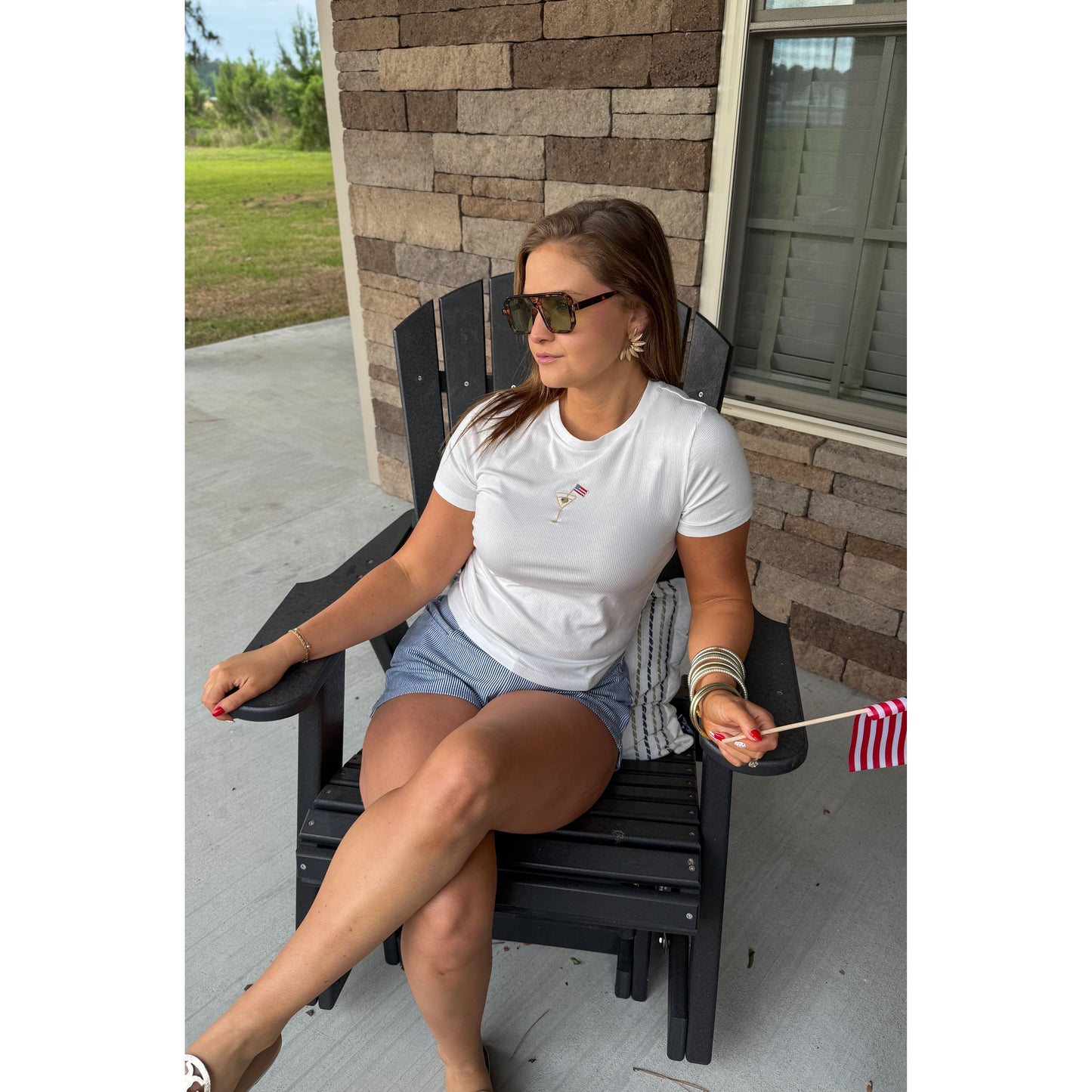 USA Cocktail Embroidered Baby Tee
