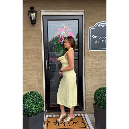 Hallie Halter Dress, Butter Yellow