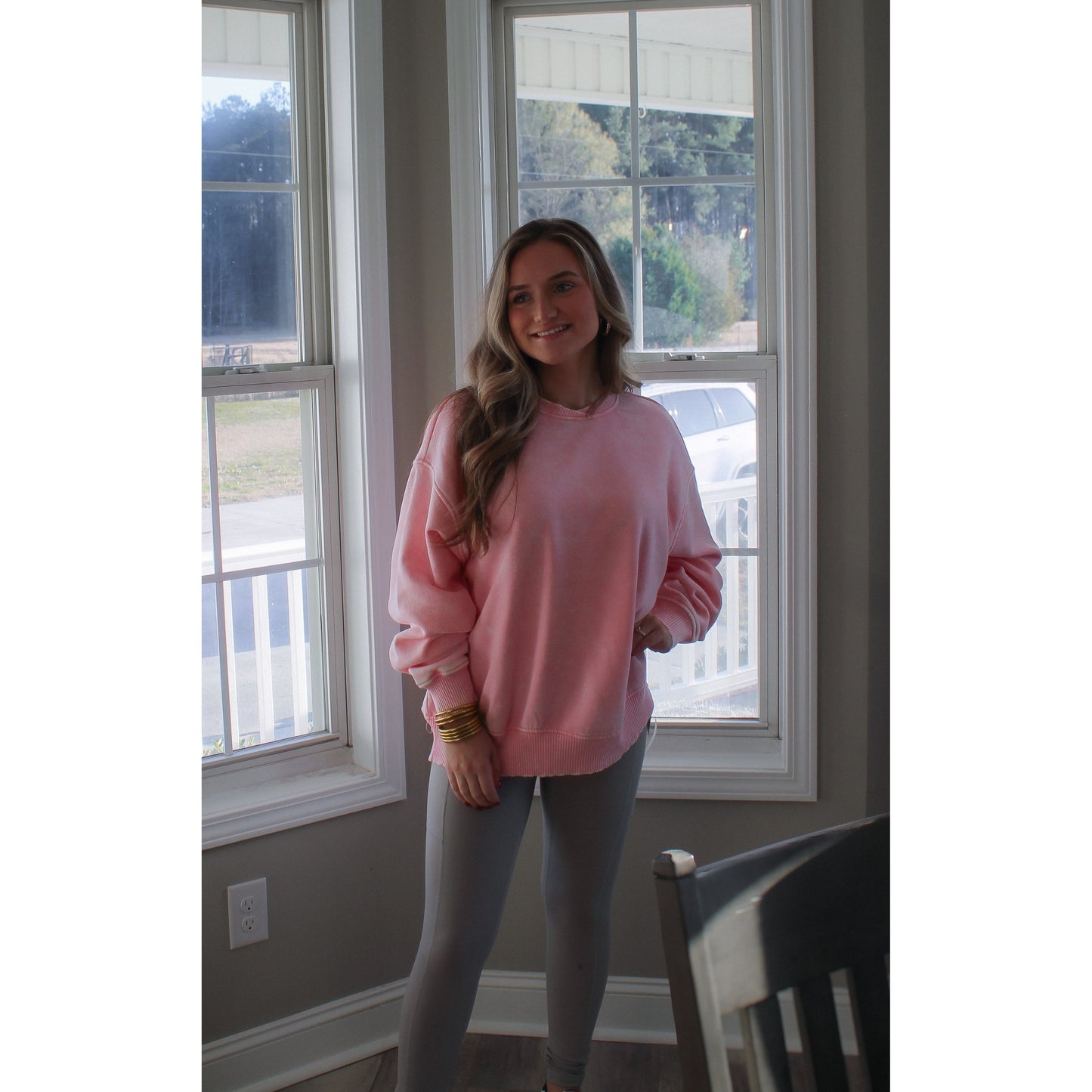 Georgie Oversized Sweatshirt, Light Pink