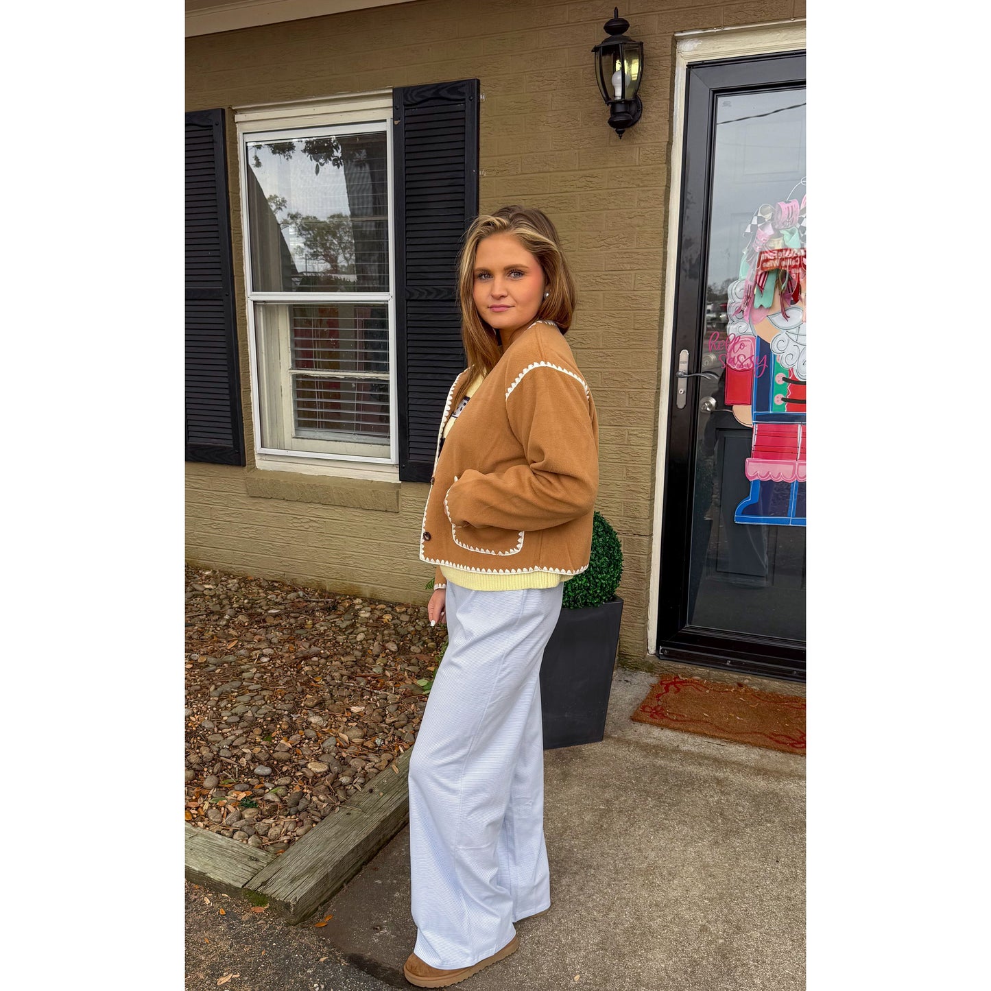 Jackie Detail Jacket, Camel/Cream