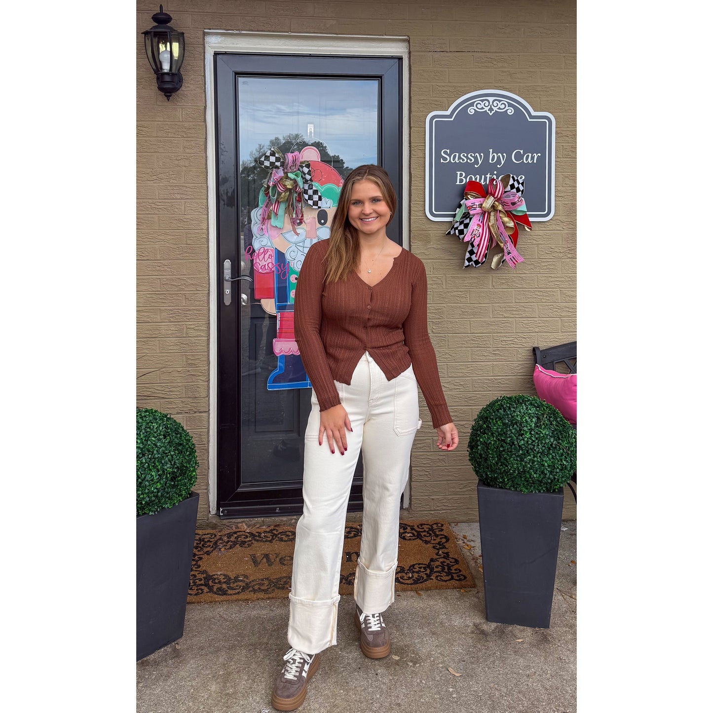 Kira Detail Top, Brown