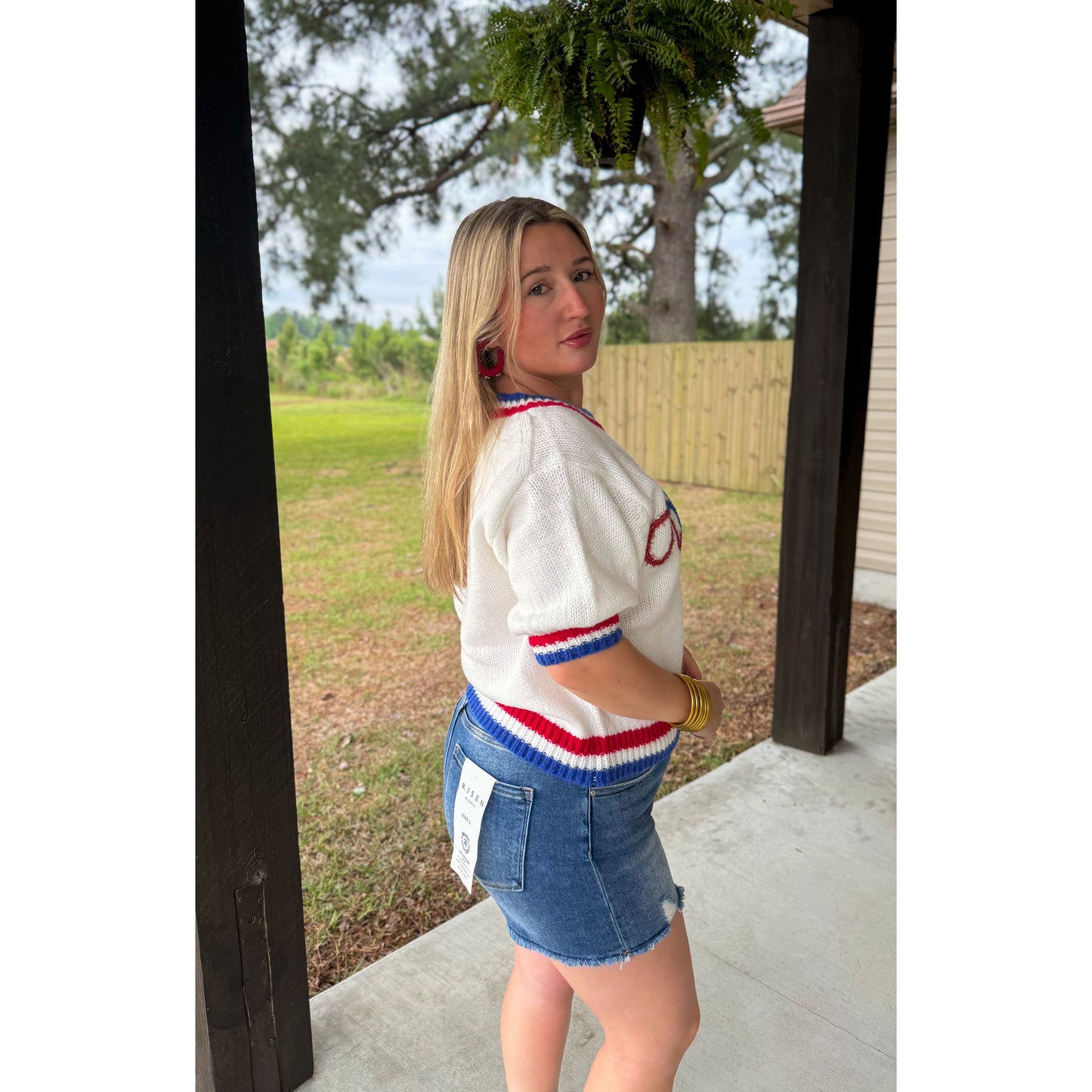America Puff Short Sleeve Sweater