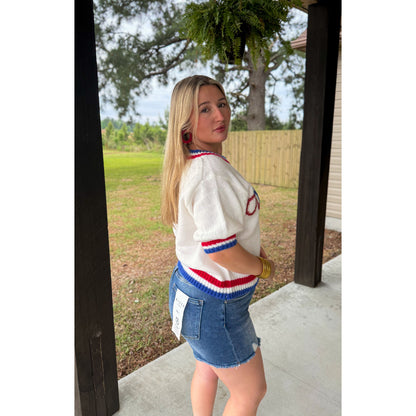 America Puff Short Sleeve Sweater