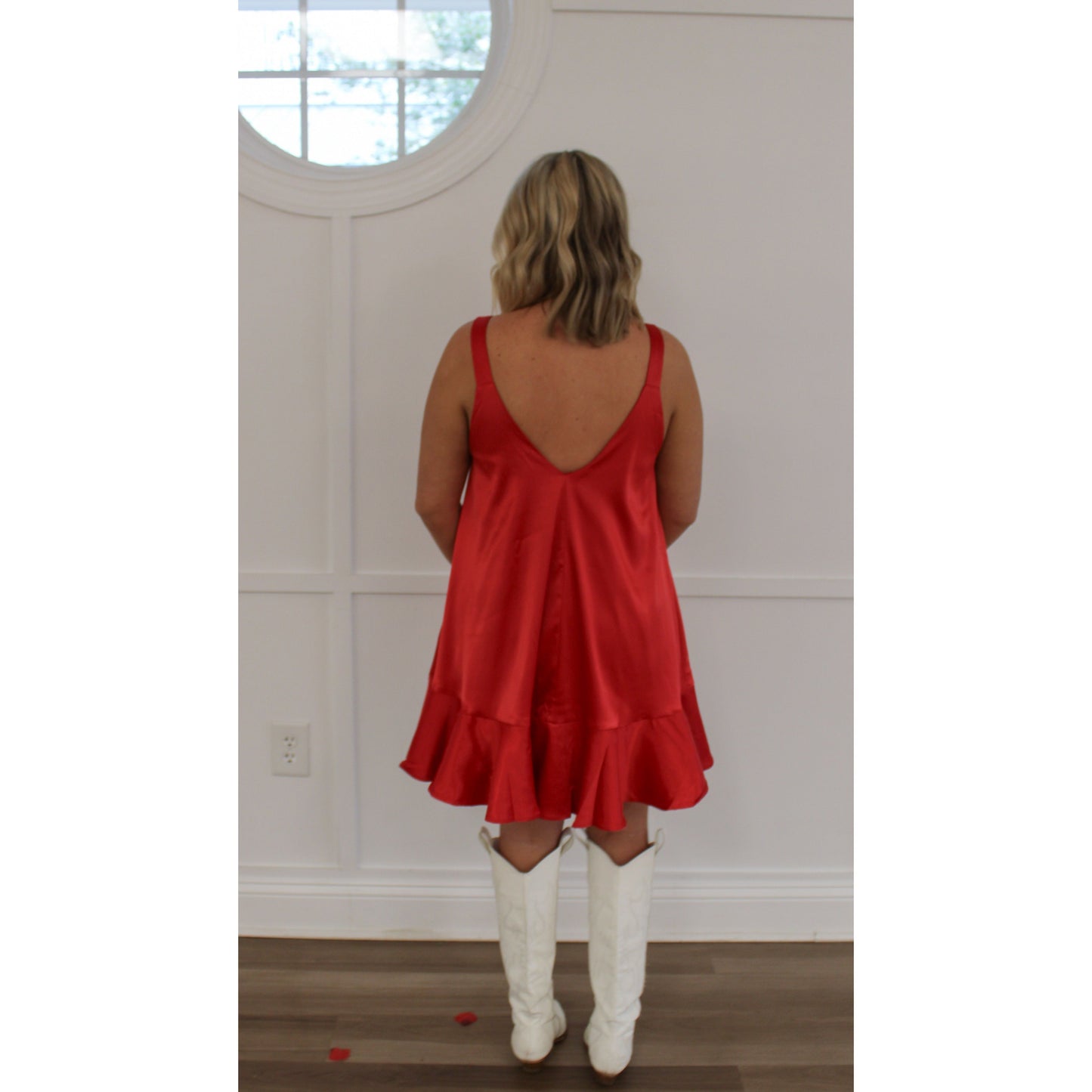Eve Satin Dress, Red
