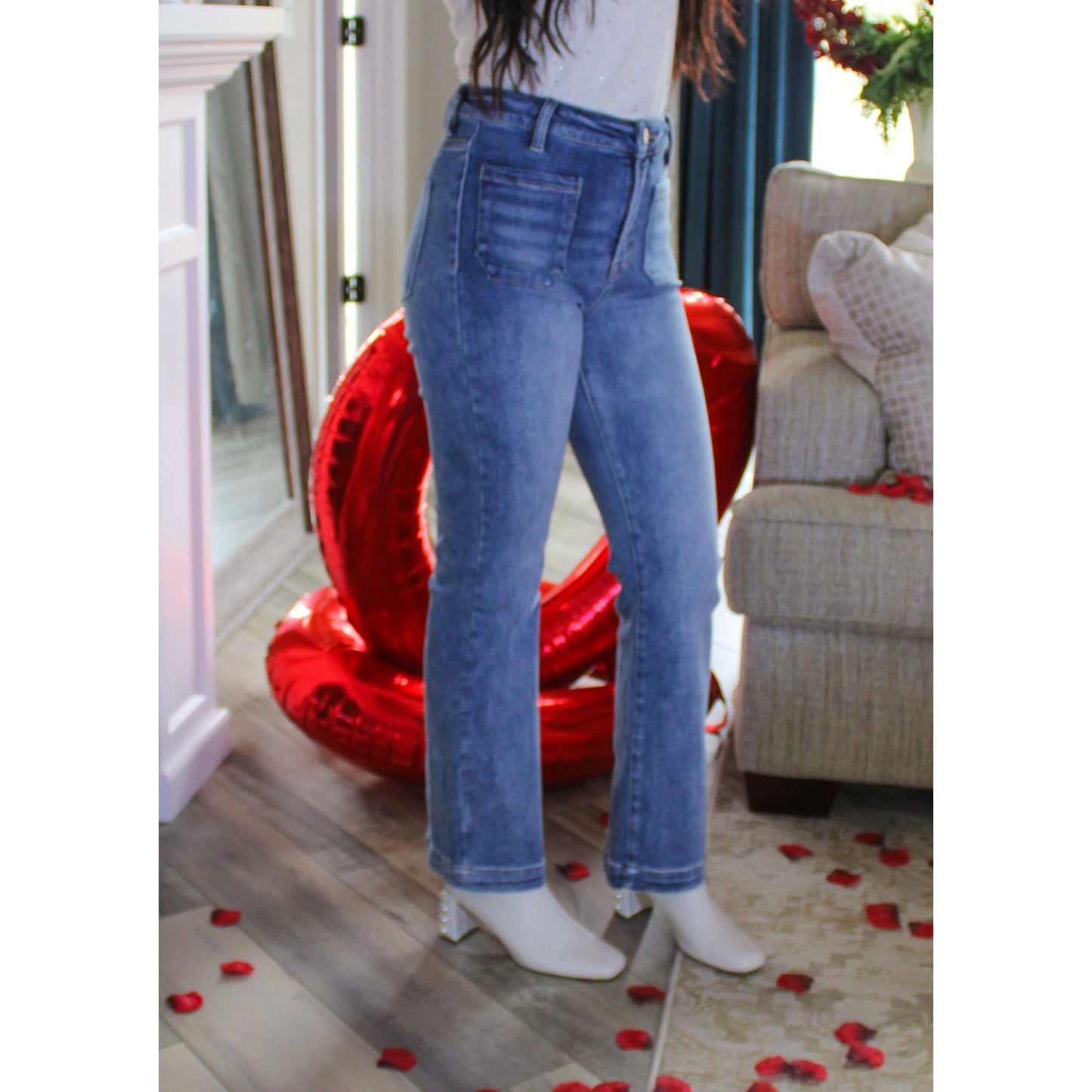 Teddy High Rise Jeans, Medium Wash