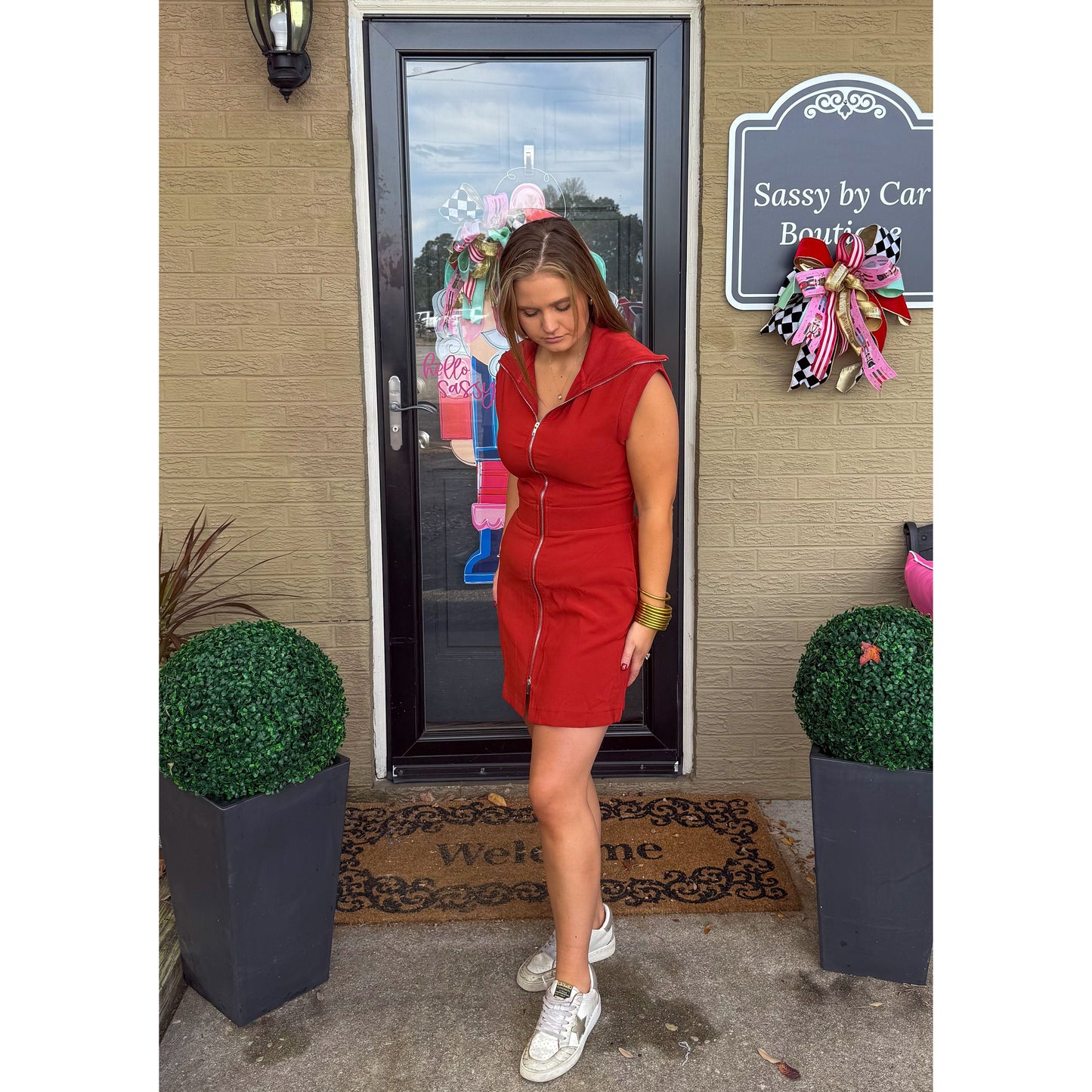 Claire Lounge Mini Dress, Rust