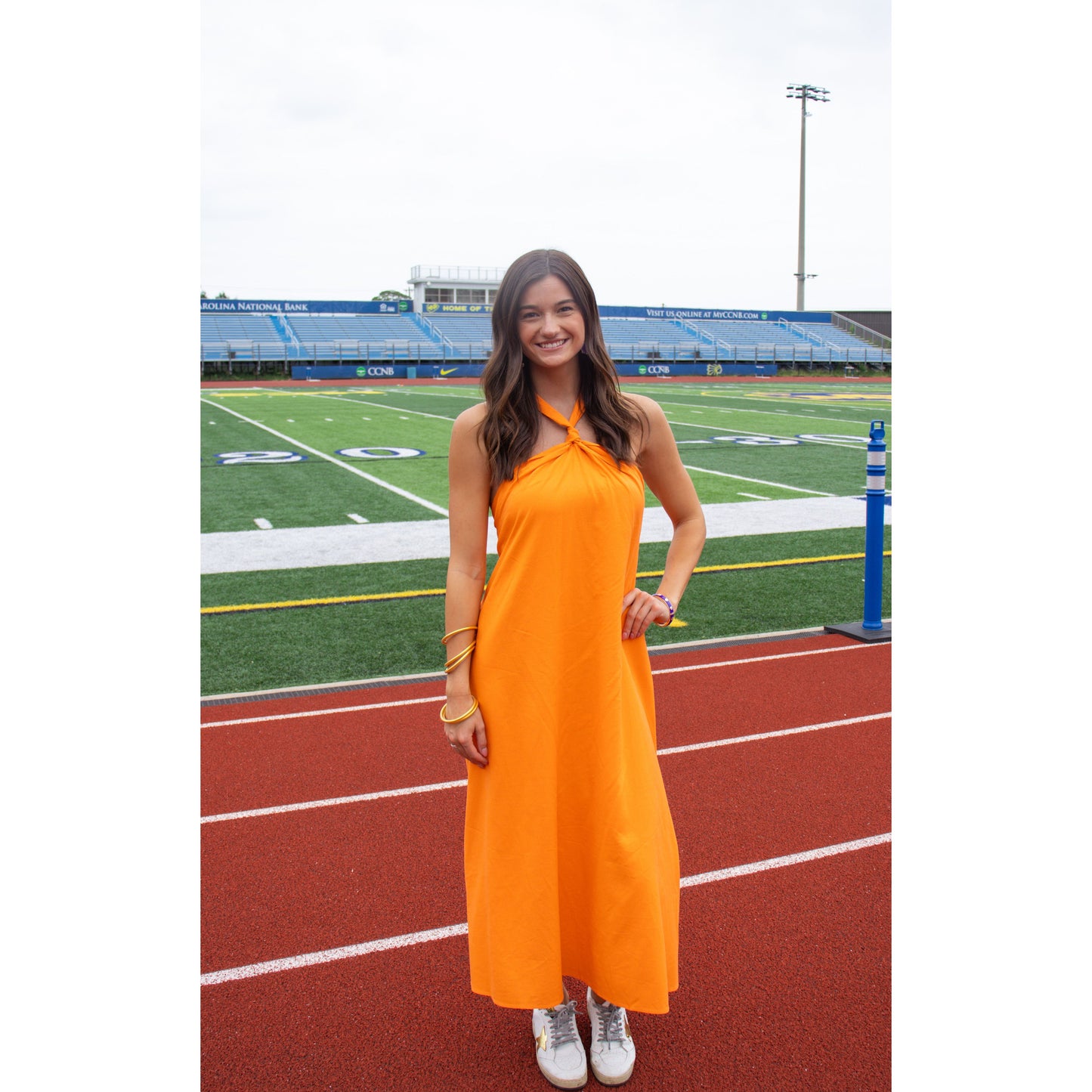Brynn Halter Midi Dress, Orange