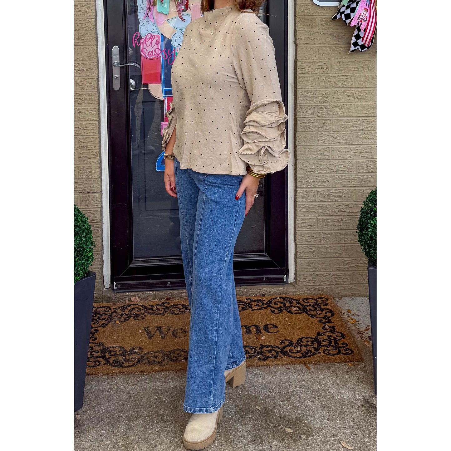 Polka Dot Detail Blouse