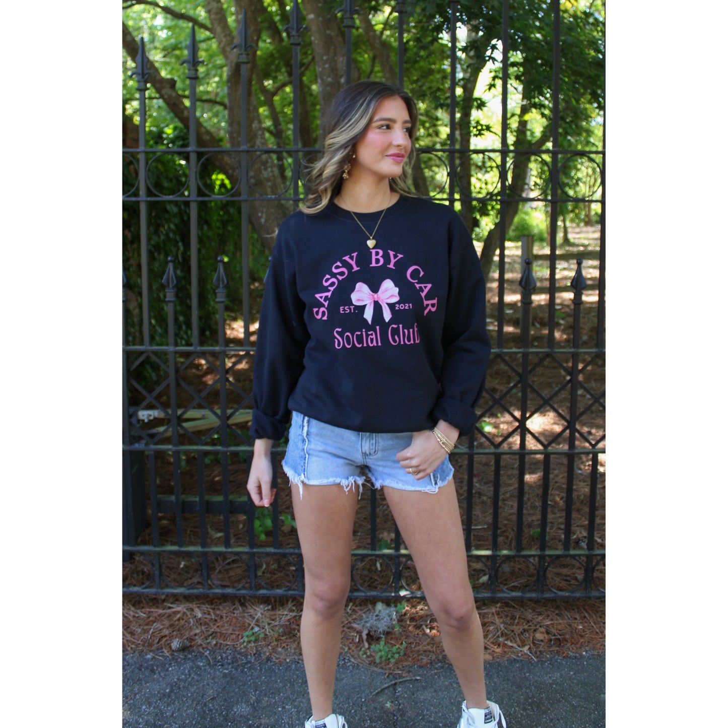 Social Club Sweatshirt, Black/Pink