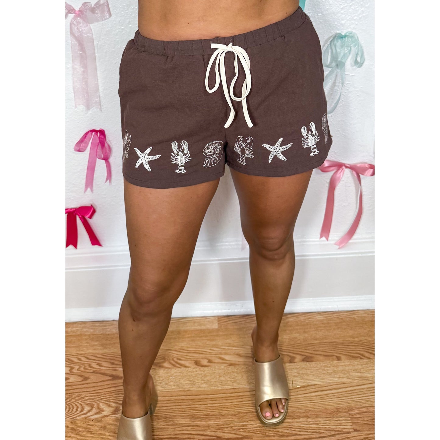 Coastal Graphic Casual Set, Chocolate Brown