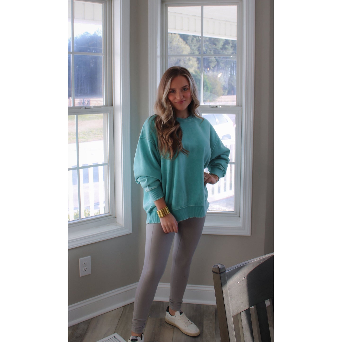 Georgie Oversized Sweatshirt, Turquoise