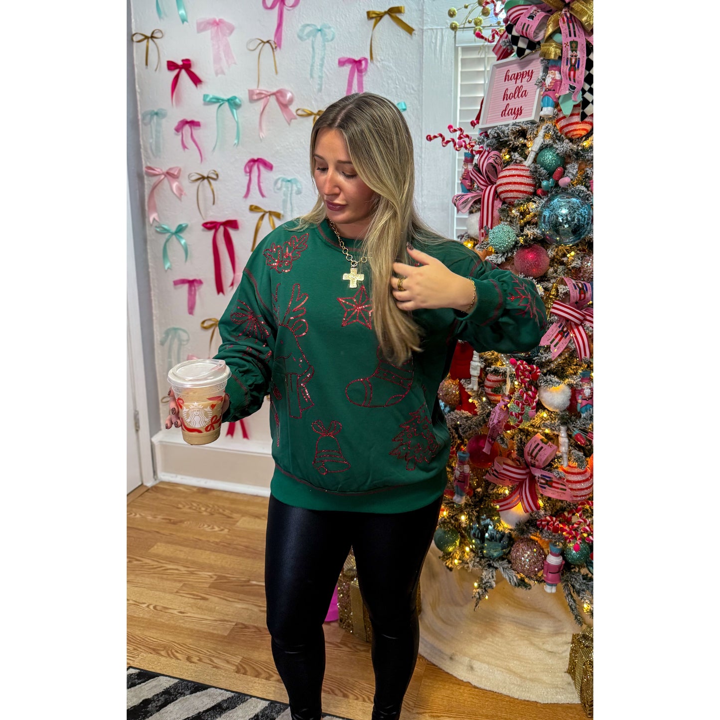 Green Top w/ Sequin Detail