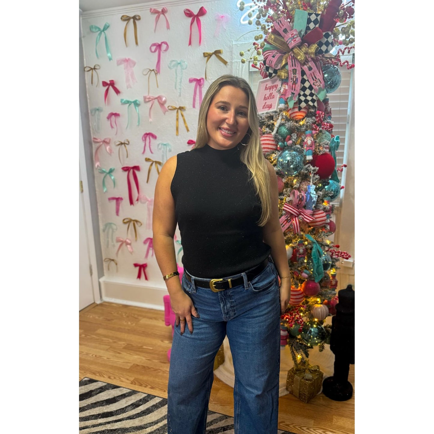 Metallic Detail Black Top