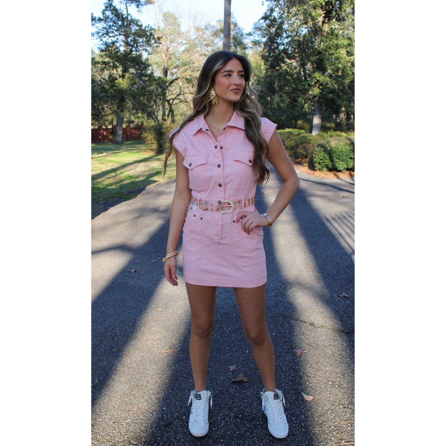 Jordan Denim Dress, Light Pink