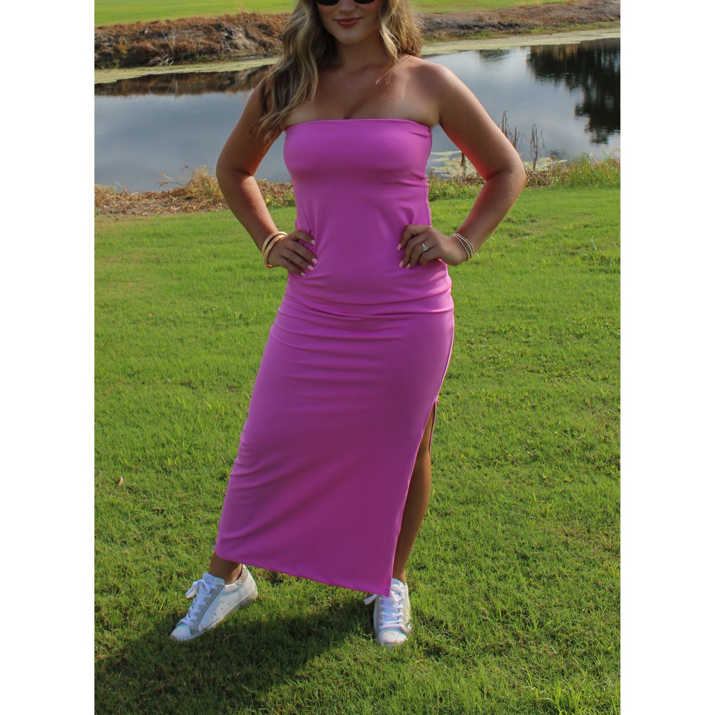 Raine Midi Dress, Fuchsia