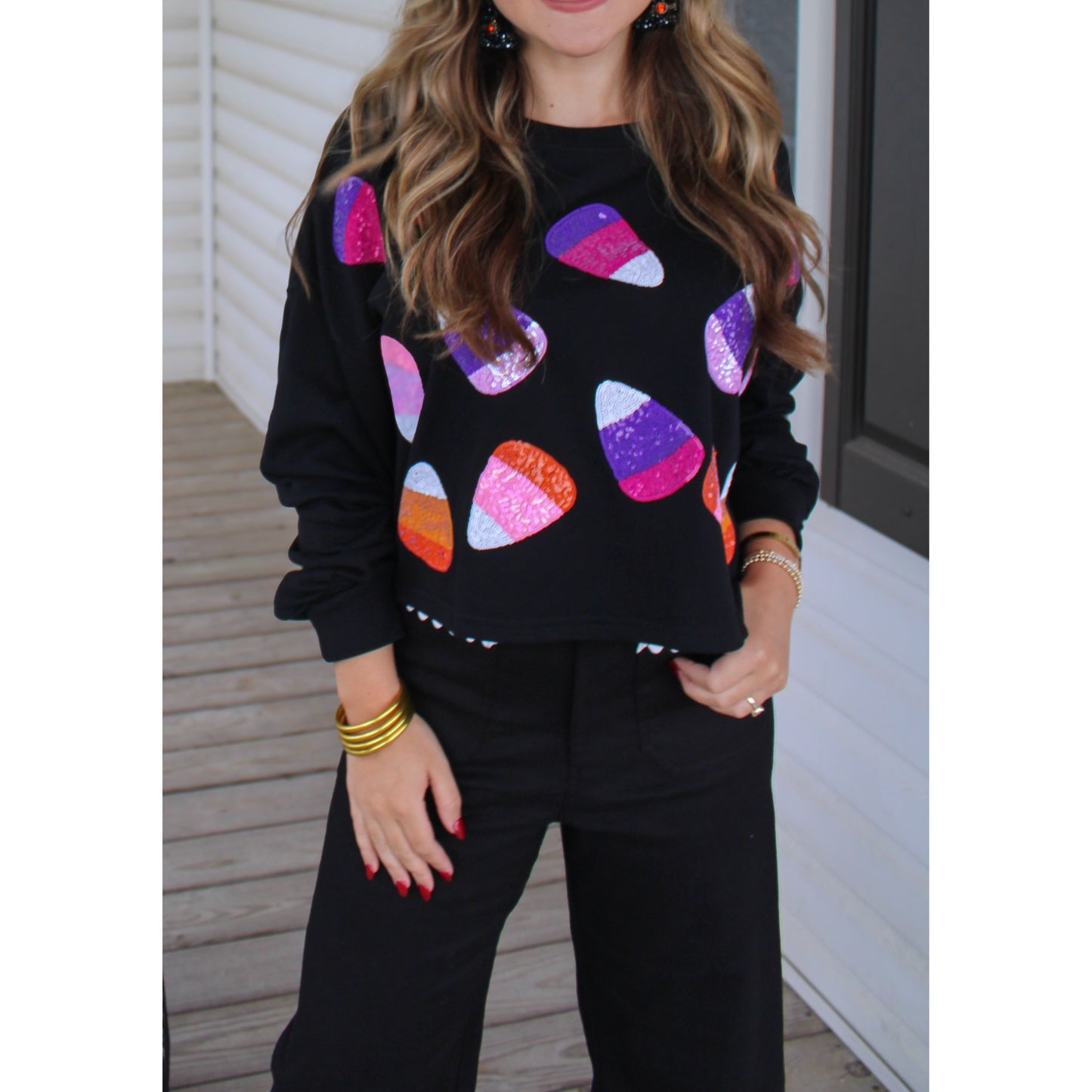 Candy Corn Sequin Sweatshirt, Multi-Color