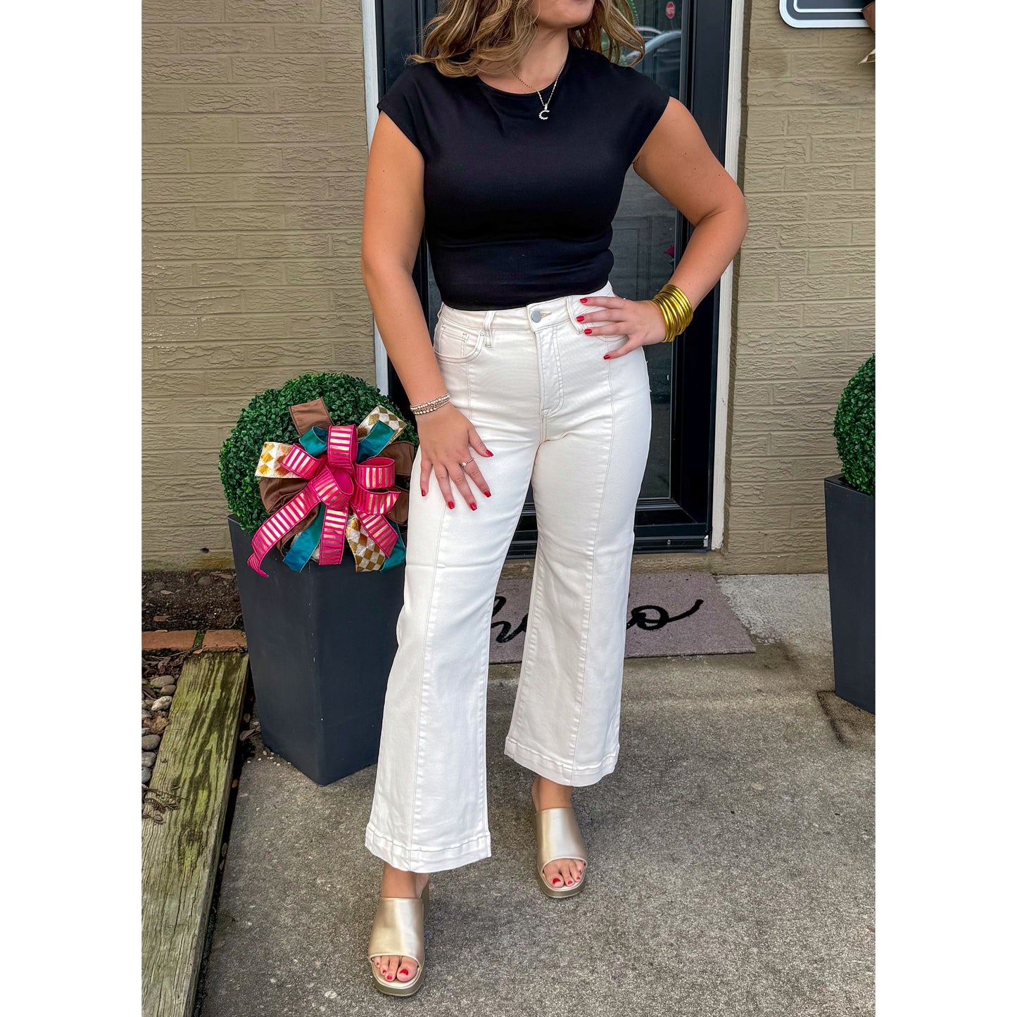 Ivory Wide Leg Jeans