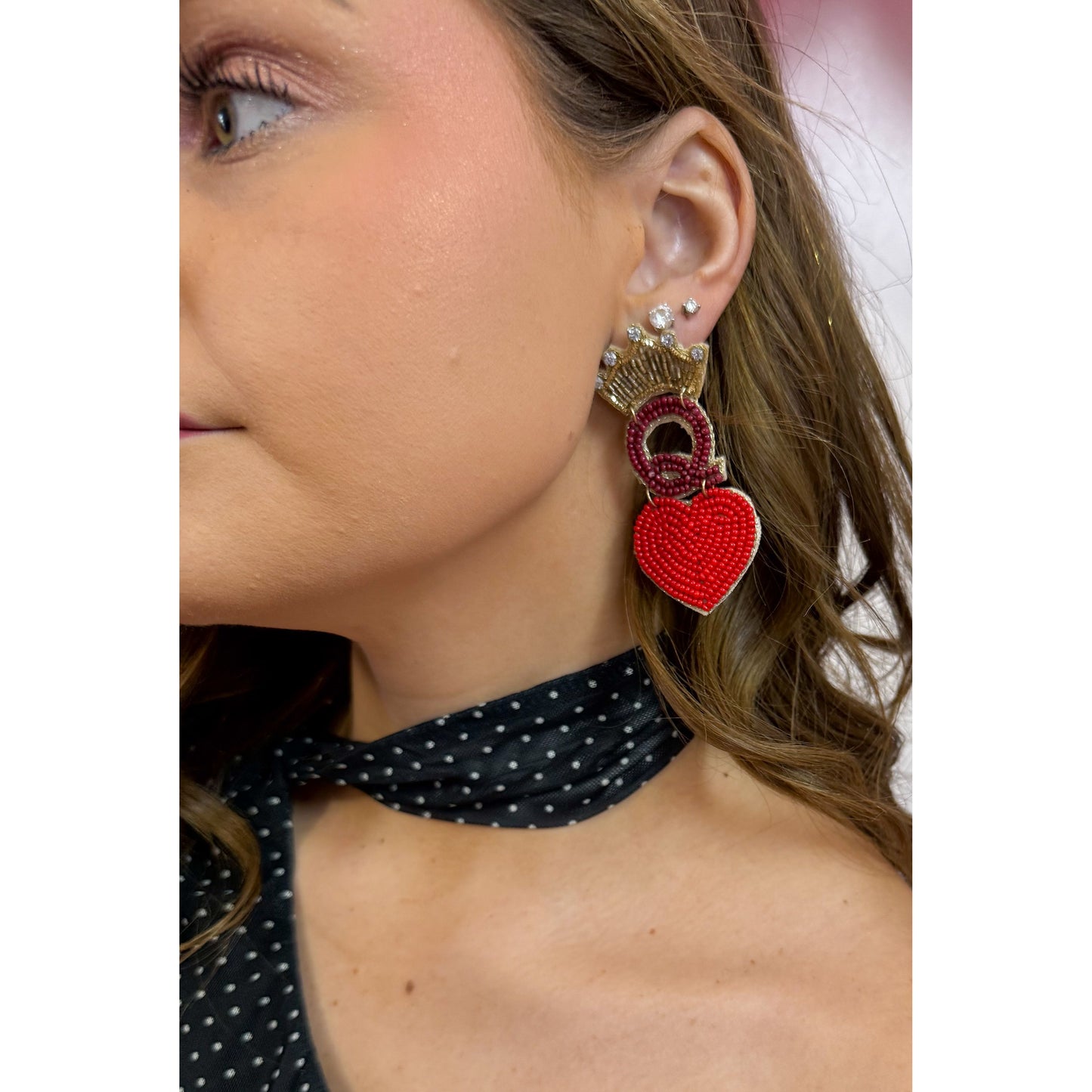 Queen of Hearts Beaded Earrings