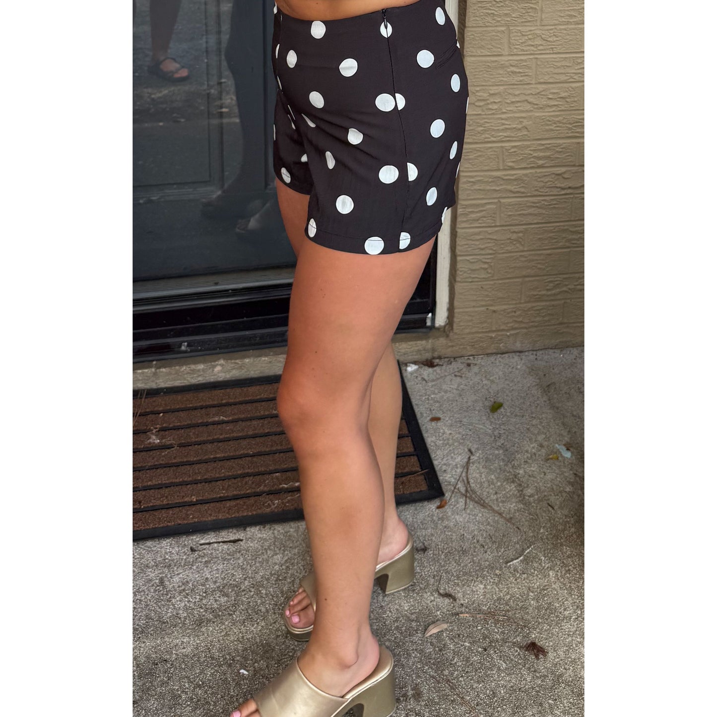Tatum Polka Dot Shorts, Black/White