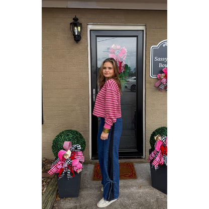Leah Detail Top, Pink/Brown