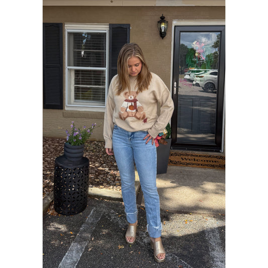 Fall Teddy Bear Sweater, Beige Multi