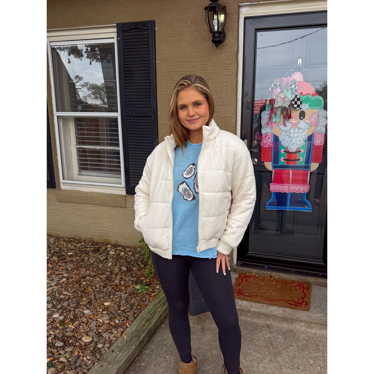 Cream Detail Puffer Jacket