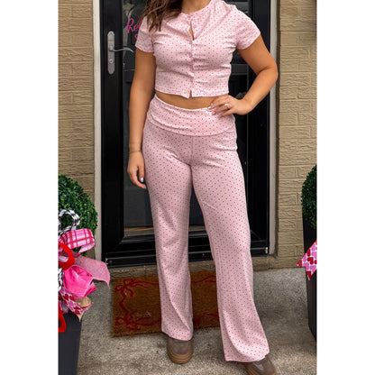 Marlowe Polka Dot Set, Pink/Brown