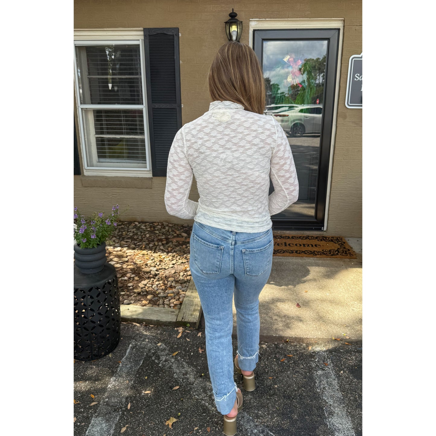 Harlow Sheer Top, Off White