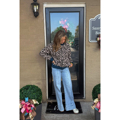 Josie Leopard Cardigan, Brown/Blue