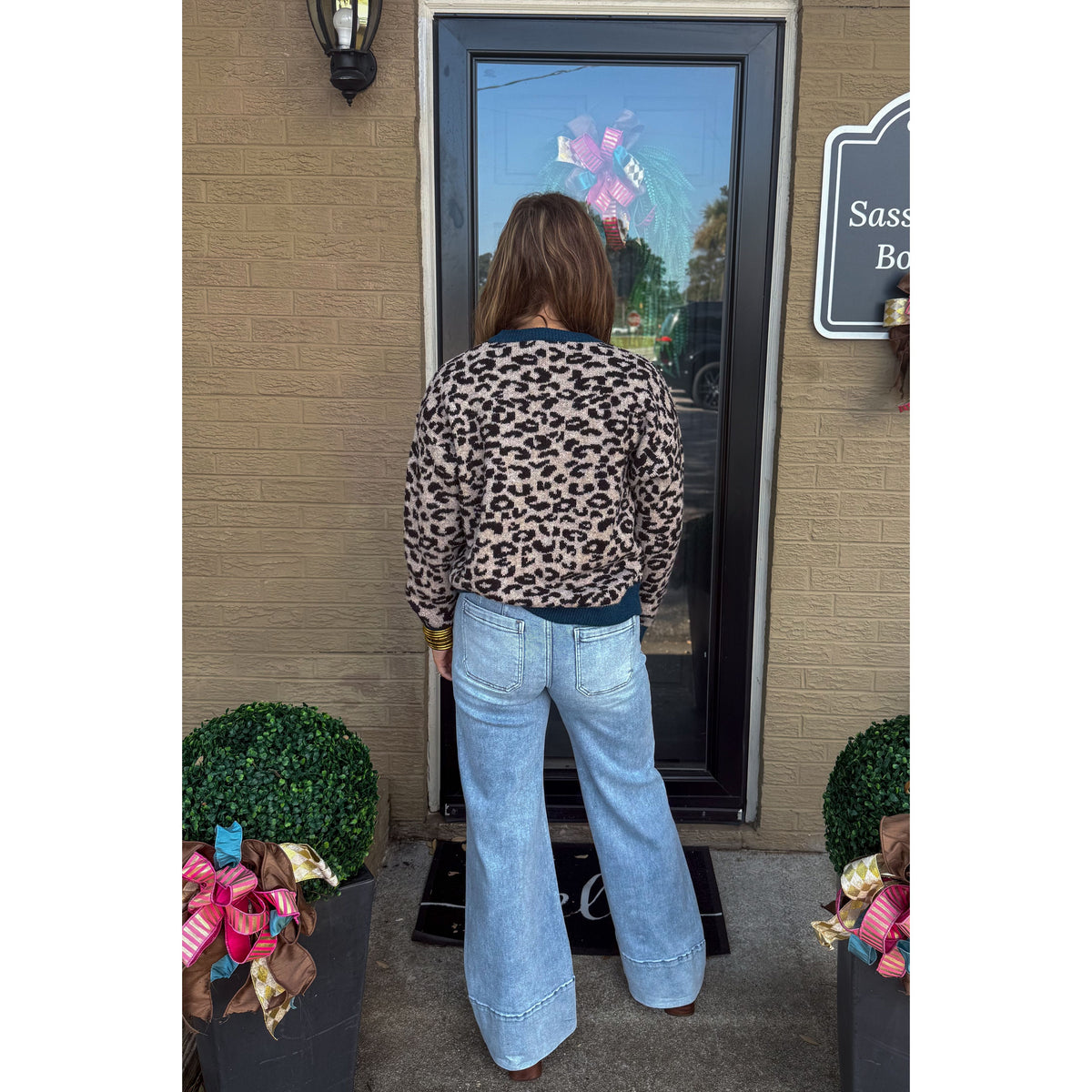 Josie Leopard Cardigan, Brown/Blue