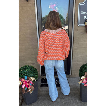 Hollis Knit Sweater, Beige/Orange