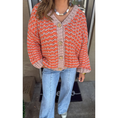 Hollis Knit Sweater, Beige/Orange