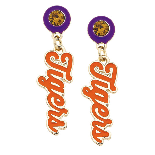 Clemson Tigers Autograph Enamel Earrings in Orange