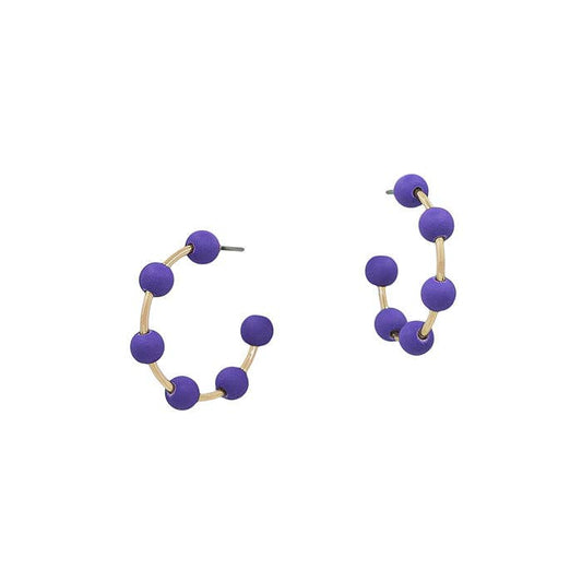 Gold Hoop w/ Purple Beaded Accents