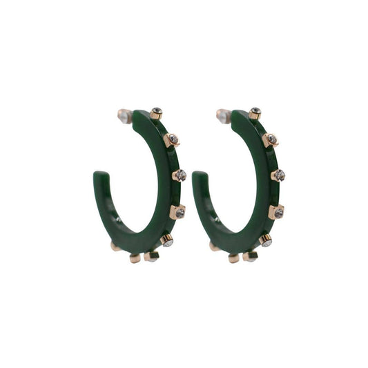 City Girl Jewel Hoop - Bottle Green