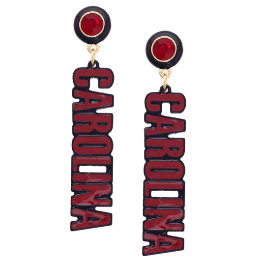 South Carolina Gamecocks Resin Block Letter Earrings